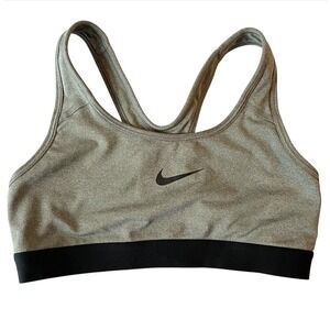 Nike‎ Dri-FIT Sports Bra Medium Support Gray Black Racerback Size Small Gym Run